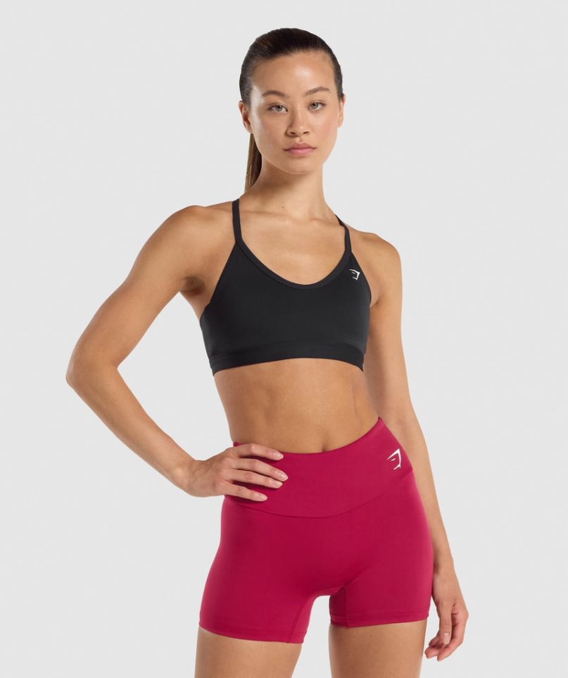 Staniki Sportowe Gymshark V Neck Damskie Czarne | PL 530OAX